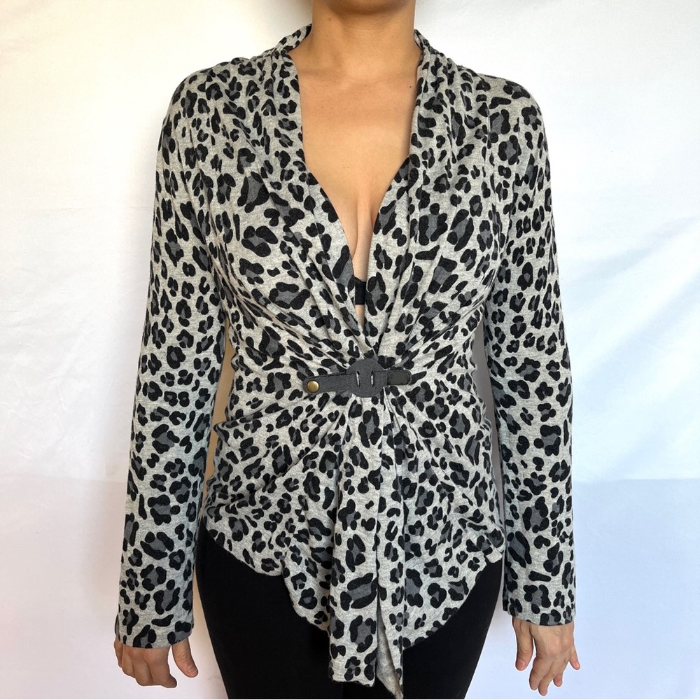 Long Sleeve Cheetah Print Blouse